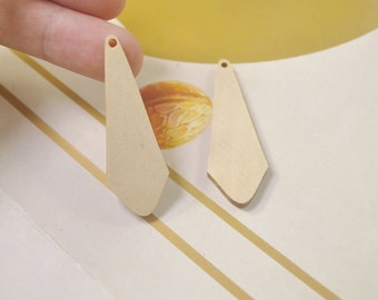 12 pendenti in legno tagliati al laser non finiti fai da te, orecchini in legno naturale, gioielli in legno naturale, forme in legno, forma a goccia lunga in legno - 49 x 17 mm