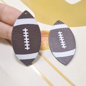 8Pcs(4Pair)Brown Football Leather Earrings,handmade Leather Football,Faux Leather,Football Jewelry,Double sided --54x28mm--VC4433#