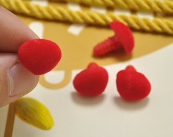 10pcs 15mm Red Velvet Triangle Safety Nose Flocking nose Plush nose nose Toy nose Animal nose Teddy Bears nose Colored Doll nose