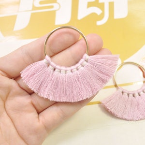 2Pcs/4pcs/6pcs/10pcs Fan Tassels on Brass Findings/Antique pink napl/orecchini pendenti/orecchini nappa charm/cotton nappa - 55mm --VC129 #