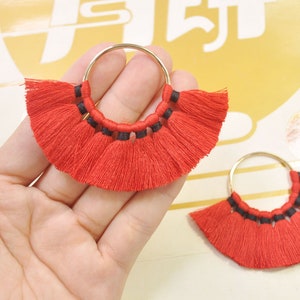 2Pcs/4pcs/6pcs/10pcs Fan Tassels on Brass Findings/Red nappa/orecchini pendenti/orecchini nappa charm/nappa di cotone - 55mm --VC1 #