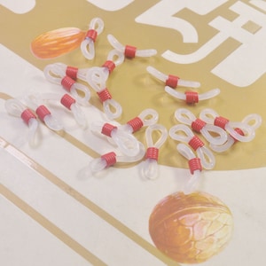 20-100Pcs,Eyeglass holders， Eyeglass chain holders, eyeglass holder components, white color with Adjustable Red plated coil --21x4mm