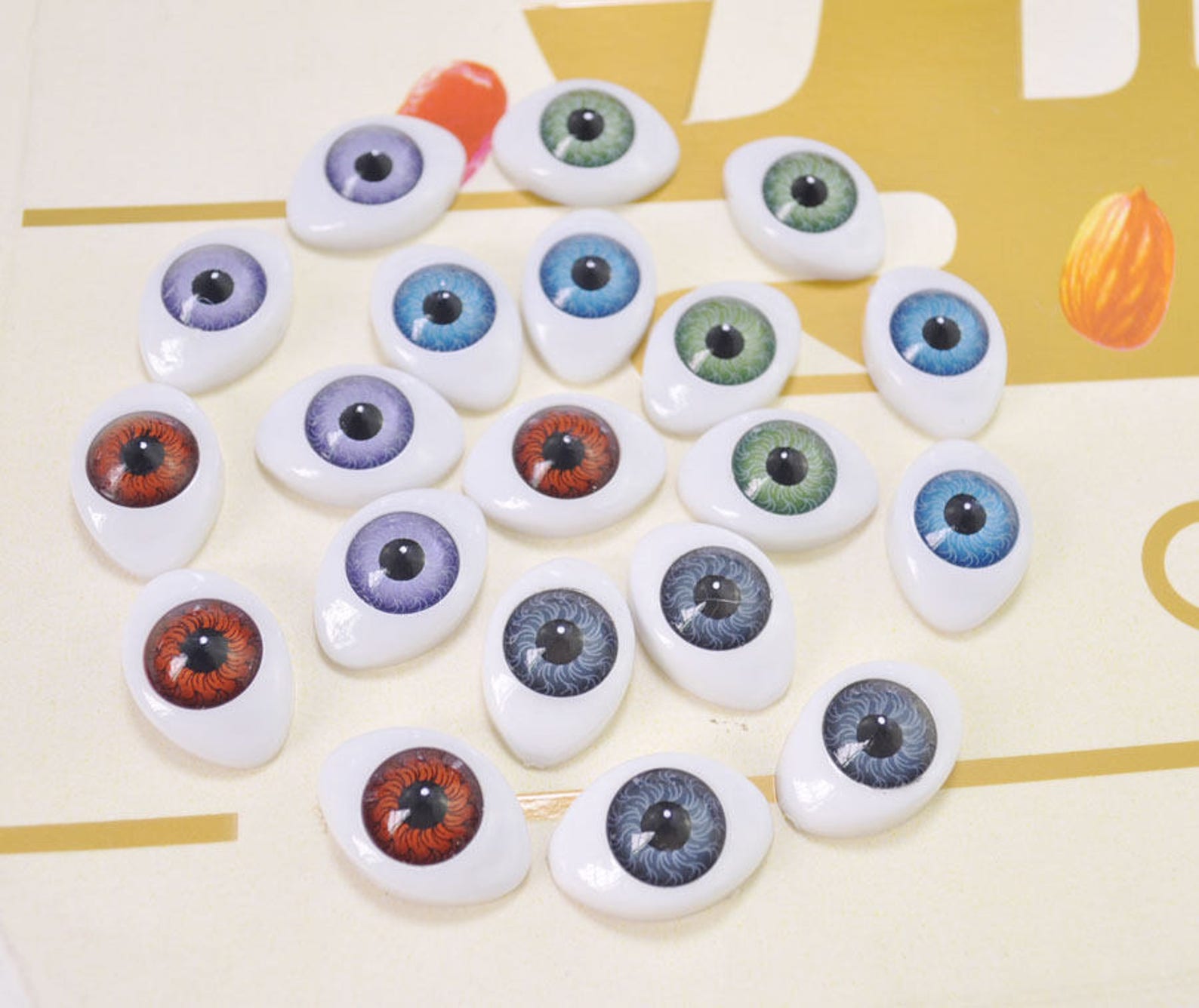 20 Pair 23mm Oval Plastic Doll Eyesmixed Colors for Etsy