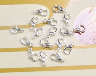 100Pcs Silver Lobster Clasps / Claw Clasp / Small Lobster Clasps / 10mm / Metal Clasps Necklace or bracelet Making Supplies