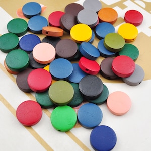 30 pcs Colorful Flat Round Wood Bead,Painted Wood Circles Wooden discs, wood disk ,Dyed Beads，Wooden Beads for jewellry,15mm