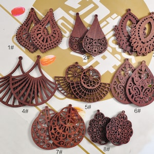 2 ,4,5, 10Pairs Brown wood earrings, Teardrop Earring Wood Dangle/Brown Earrings/ Wooden Charm/Pendant