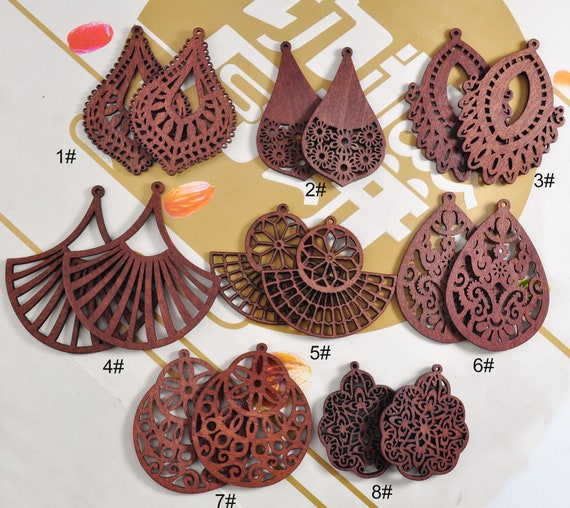 ,4,5, 10Pairs Brown wood earrings, Teardrop Earring Wood Dangle/Brown  Earrings/ Wooden Charm/Pendant