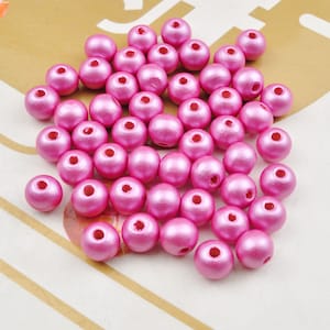 50/100Pcs Pink wood beads,10mm Round Pearlescent wooden beads, Spacer bead,Loose beads,Hand Made,DIY Bracelet Necklace Jewelry Findings