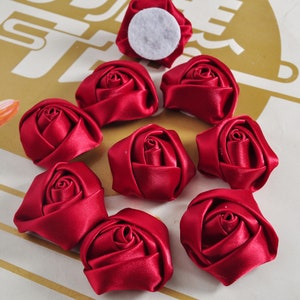 2-50 Weinrote Satinrosen,Satinband Rose Blume,Hochzeitssträuße,Brosche Sträuße,Haarschmuck,handgemachte Gerollte Rosetten