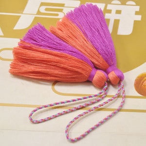 Large Cotton Tassel,2Pcs,Handmade Mala Tassels,Rose & Orange red tassel,Tassel with Rope, Boho,Tassel Supplier,DIY Tassel Making--VC14#