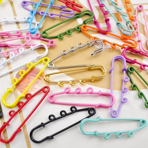 15 kleuren, 5 stks gekleurde broche pin met 3 lus, emaille metalen veiligheidsspeld, kilt pin, broche pin voor sieraden maken 50mm