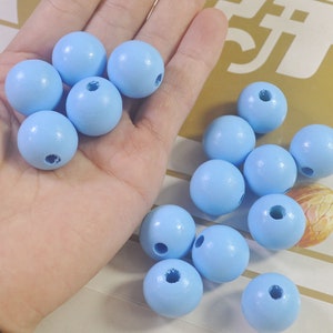50Pcs Sky blue Wooden Beads,20mm Round Wood beads,DIY Necklace Bracelet Jewelry Making,wood craft,Make jewellery for selling