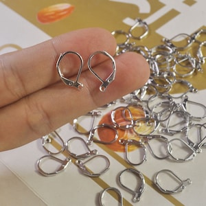 Rhodium Plated Earrings,50Pcs,Modern Leverback Ear Wires,Earring Hooks Findings 15x10mm