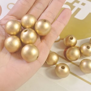 50Pcs Gold Wooden Beads,20mm Round Wood beads,DIY Necklace Bracelet Jewelry Making,wood craft,Make jewellery for selling