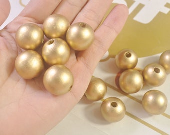 50 perles en bois dorées, perles en bois rondes de 20 mm, collier bricolage, fabrication de bijoux, artisanat du bois, fabrication de bijoux pour vendre