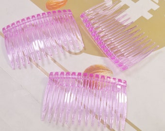 14teeth Plastic Hair Combs Clear Rose Red,30Pcs Clear Plastic Combs for DIY Millinery Fascinators Hats Veils Hair Accessories