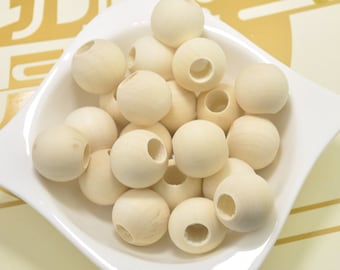 20 pieces Large Wood beads,Round Unfinished Natural Wooden Beads,round ball beads,10mm Big Hole Middle--25x23mm