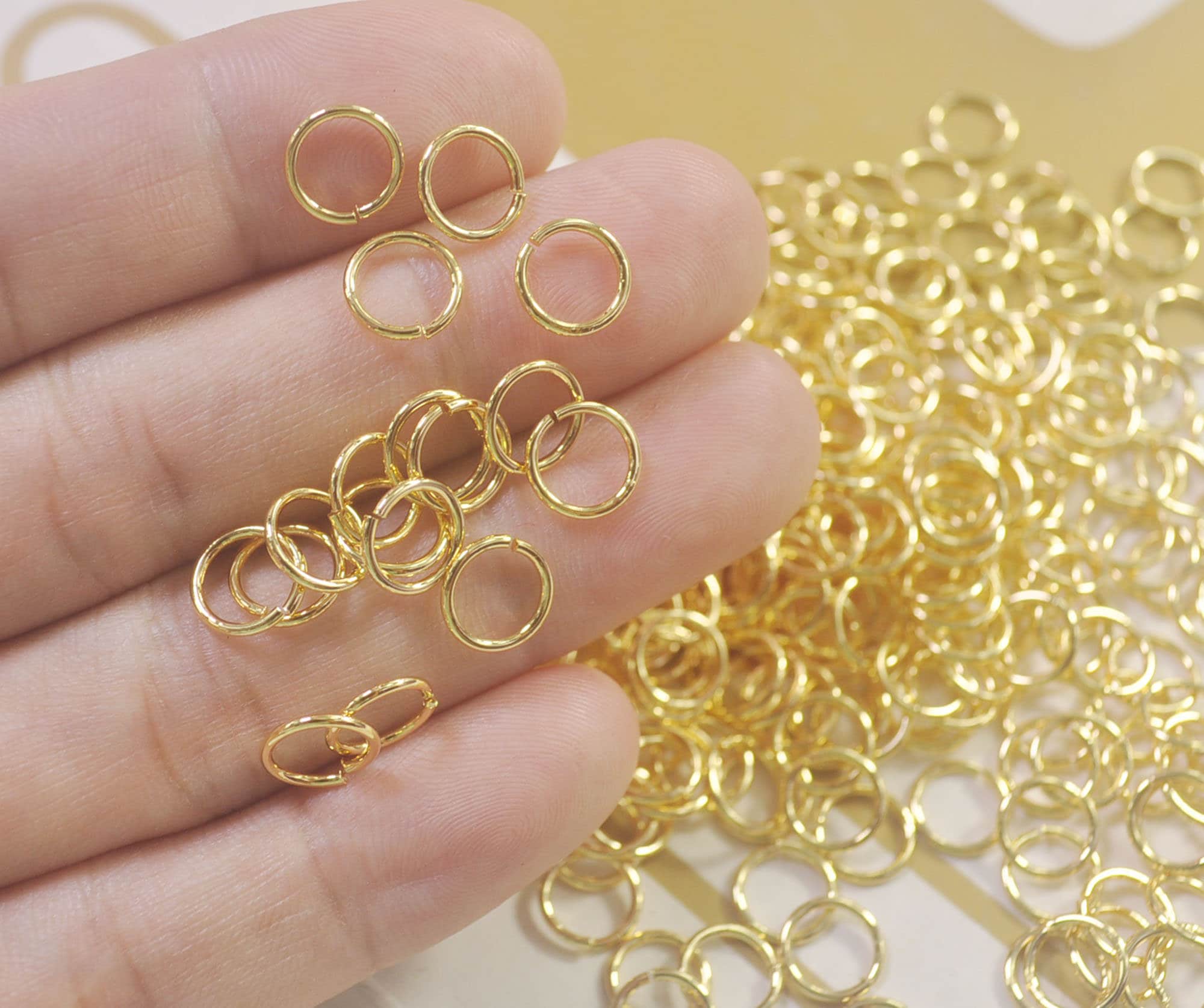 18k Gold Plated Jump Rings, 8mm Circle Link, 50/100/200pcs Open