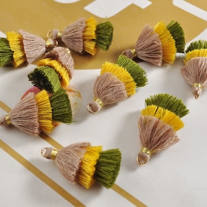 10-100Pcs Three Tier Tassel,1.5&quot; Handmade Cotton Tassel for Earring/Necklace Making,Tiered Tassels, DIY, Fashion Tassels,Jewelry Tassels