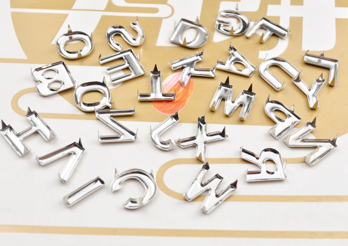 Letter Rivets 10pcs/26pcs Silver Metal Letter Alphabet Studs, 15mm Letters Rivet Stud ...