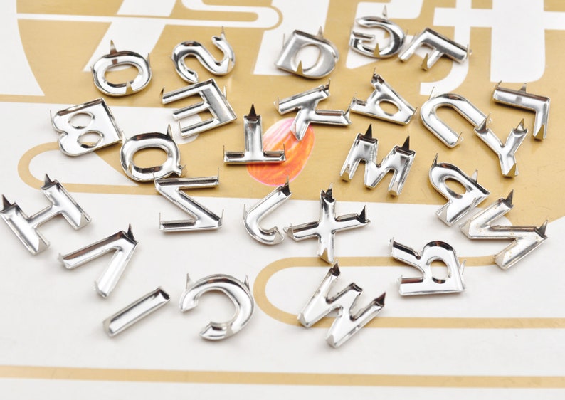 Pointed Letes S 10pcs/26pcs Silver Metal Letter Alphabet Studs, 15mm Letters Rivet Stud ...