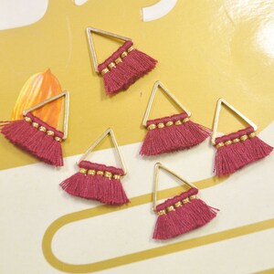 Wijnrood kwastje, katoenen kwastje, driehoek kwastje hanger, oorbel kwastjes, Fashion Jewelry Making Supply, 6 stuks - VC2 #