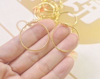50 pcs Gold Plated Earrings Hoop, Rings Beading Hoops,Jewellery Making Findings, DIY Earrings Accessories 30mm
