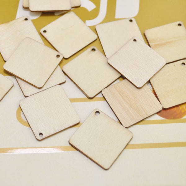 50pc Unfinished Natural Wood square Earring Pendant,necklace pendant,Geometric Wood Jewelry Blanks charms shaped accessories DIY - 26mm