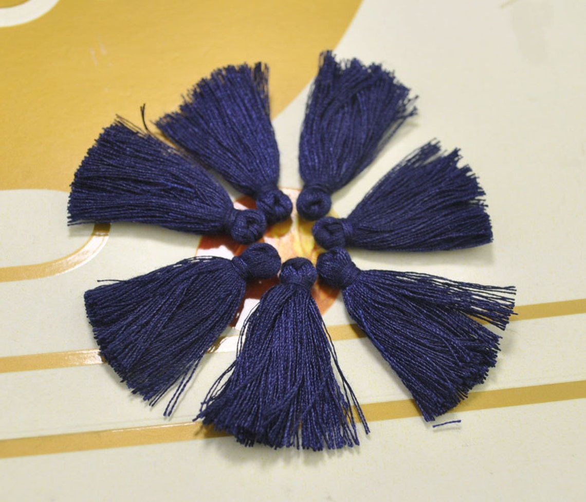 50pc 30mm Navy Blue Mini Tassels Tiny Short 100 Cotton Etsy