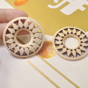 Wooden Flower charm,8pcs Wood Beads,Wooden Hoop Handmade Wooden earring drops Wooden Pendants For Jewelery Making 49mm
