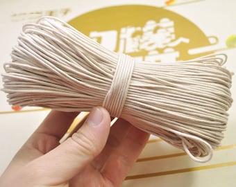 1.5mm Beige Waxed Cotton Cord, 20 Meters, Necklace Cord, Bracelet Cord,Waxed Cord, Beading / Craft and Jewelry Supplies -- VC102