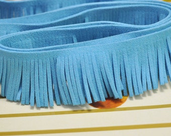 1 yard sky blue Leather Fringe Trim,30mm Width Faux Suede Fringe Trim,Perfect for Making Tassel and other crafts,DIY Tassel pendant.