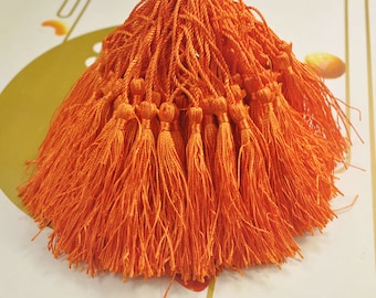 100pcs pompons en soie Orange, 3 pouces soyeux Mini pompons, à la main en soie fil pompons, pendentif pompon, Gland alimentation, gros--VC21 #