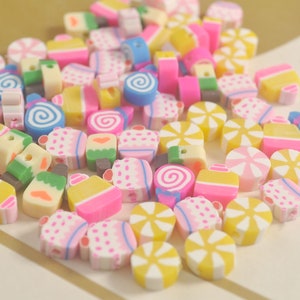 Cake Shop Polymer clay beads,10mm Cake beads, rainbow beads, jewelry beads bracelet beads,  40Pcs beads