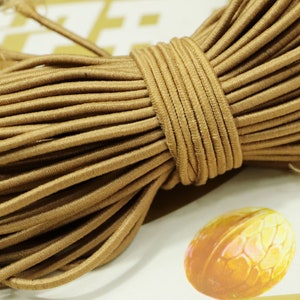 5 meters 2.5mm round elastic cord,Deep Khaki Stretch cord, stretch elastic string,Beading Cord,DYI masks, jewellery,Nylon wrapped Rubber.