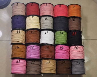 2.5mm Flat Faux Suede Leather Cord,DIY Leather String Cord Supplies,Faux Suede Lace,DIY necklace/bracelet Leather cord(50 colors)