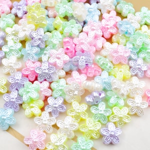 Flower Beads,10mm Flower Beads, Acrylic or Resin Beads,Mixed Color beads,ABS Pastel Flower Beads,150 pcs set