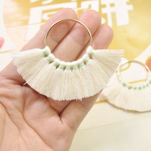 2pcs / 4pcs / 6pcs / 10pcs nappe fan su ottone risultati / crema nappa / orecchini pendenti / orecchino nappa charm / nappa di cotone - 55mm --VC12 #