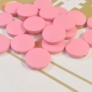 30 pcs Peach Flat Round Wood Bead,Painted Wood Circles Wooden discs, wood disk ,Unfinished Wooden Beads for jewellry,25x5mm