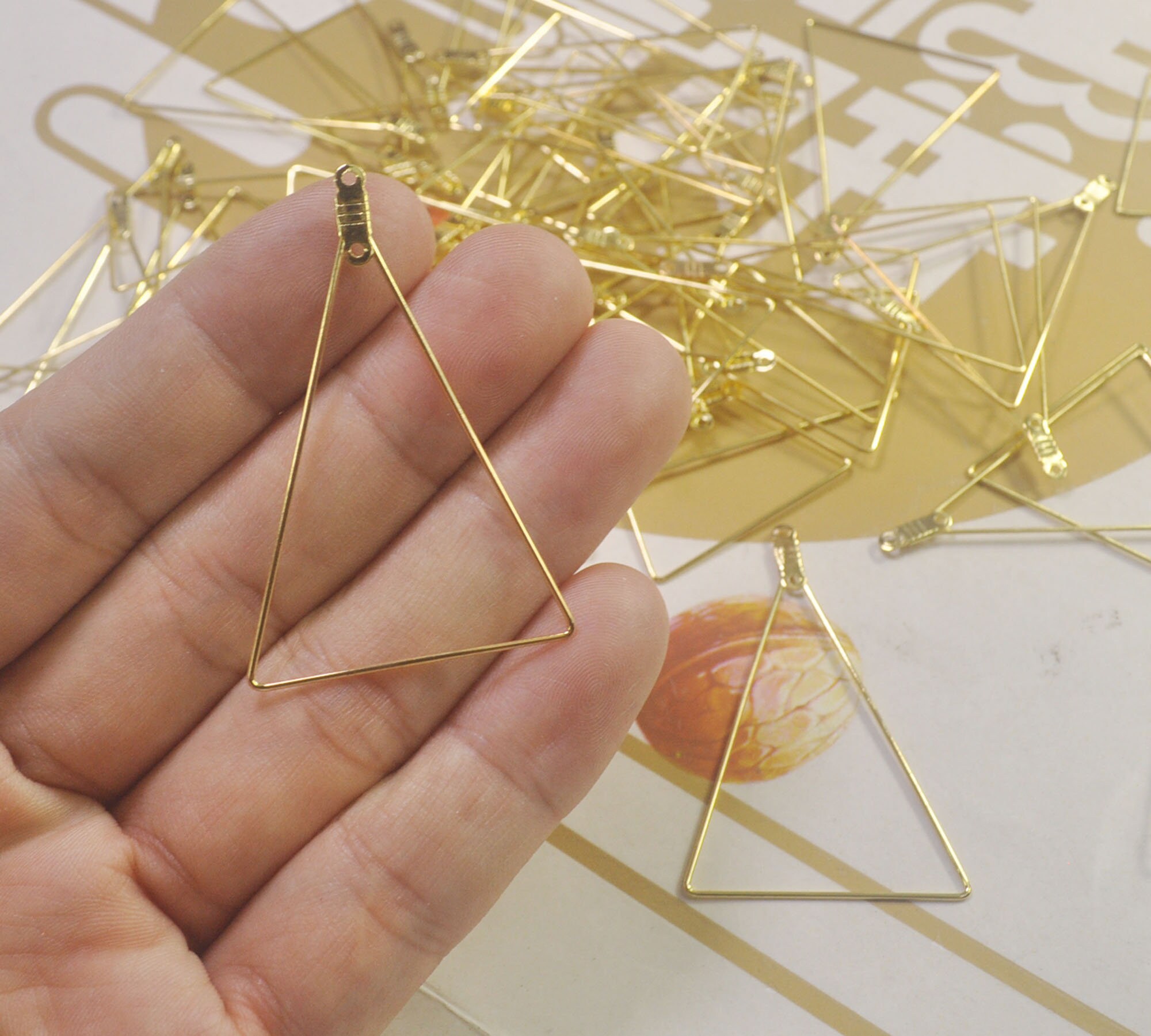 10/30/50/100 pcs Gold Triangle Earring Components Geometric Etsy