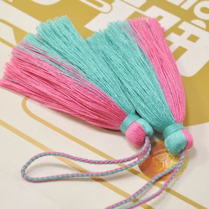 Large Cotton Tassel,2Pcs,Handmade Mala Tassels,Rose & Arcadia green tassel,Tassel with Rope, Boho,Tassel Supplier,DIY Tassel Making-VC6#