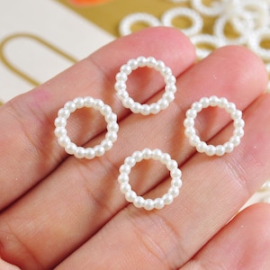 100Pcs/200Pcs White Round Shape,Round beads,Acrylic Ribbon Round Beads,ABS Pearl White round shape rings, Jewelry Supply,13.5mm