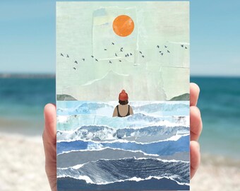 Tarjeta de natación salvaje, nadador salvaje, tarjeta de felicitación marina, A6 Apto para veganos 100% reciclado