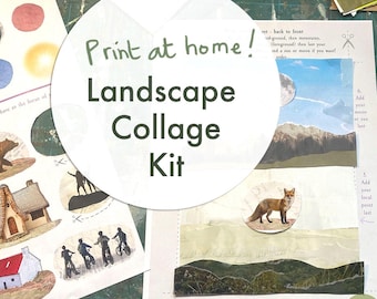 Landscape Collage Kit - Print yourself - Full step by step guide with elements, textures, tip and videos.