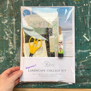Beginners Landscape collage kit, DIY collage making, Collage materials and tools, with help and tutorials. Mindful collage activity set. image 2