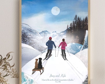 Impresión personalizada de esquiador/snowboarder, impresión de esquí de travesía, impresión personalizada de snowboarder, regalo de boda, regalo de esquí, impresión de recuerdo