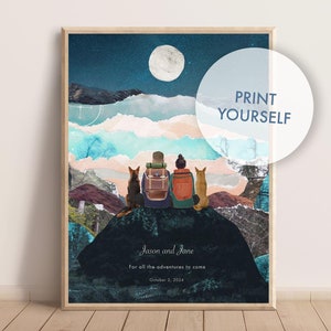 Personalised couples Adventure print, Wedding gift, Couples custom print, Anniversary print, Engagement, Pets print, PRINT YOURSELF