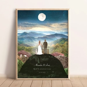 Custom Blue Ridge Mountains Print, Adventure Family, Wedding Gift, Personalised Gift, Gift for Adventurous Couple, Appalachian Mountains