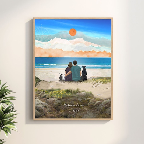 Family BEACH PRINT, Couples Beach Print, Wedding Gift, Family Portrait print, Custom beach print, 11x14"