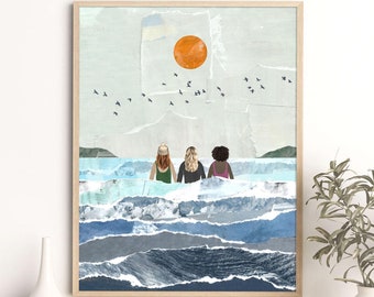 Impresión personalizada de natación salvaje, regalo de natación salvaje, impresión personalizada de natación en el mar. Varios tamaños.